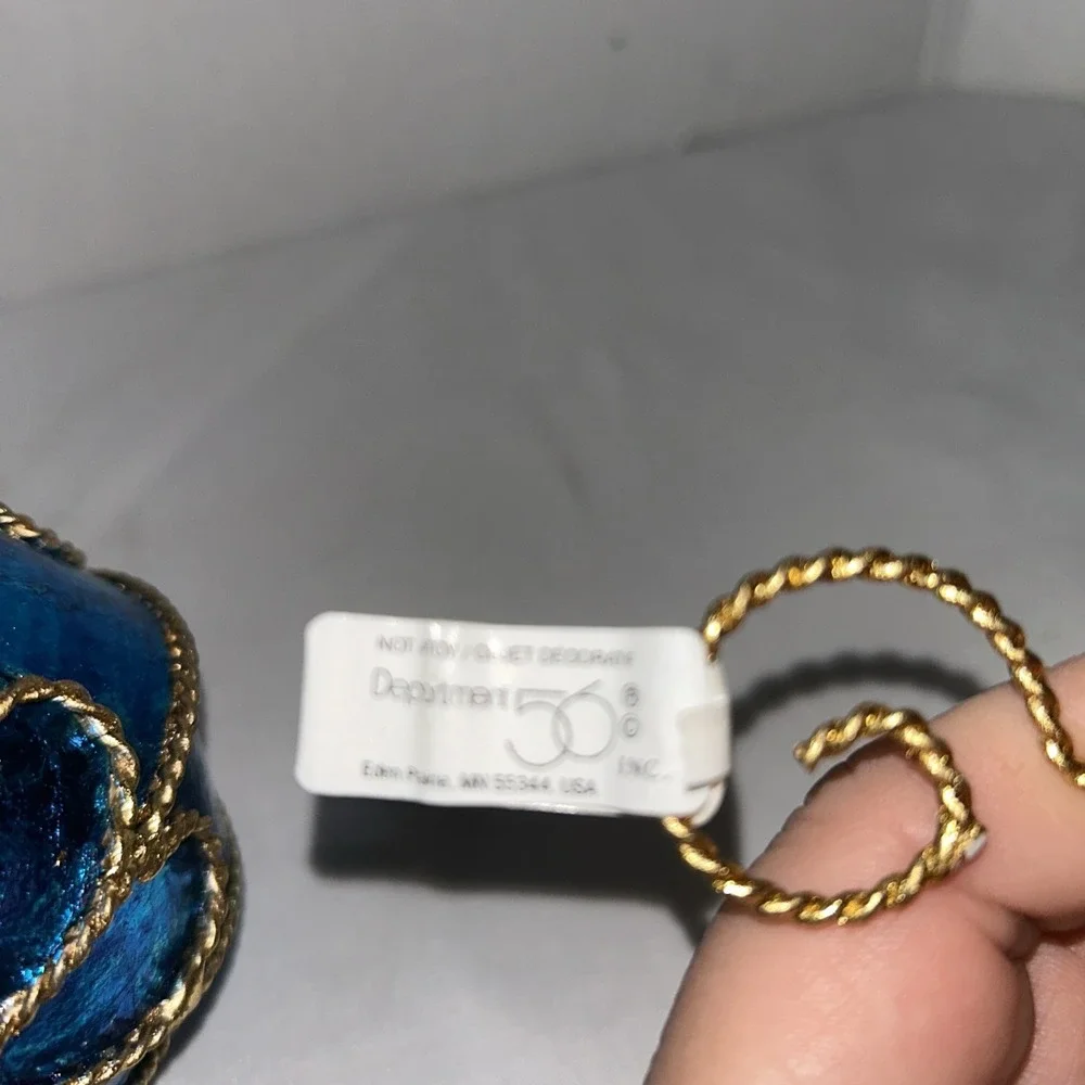 2-Department‎ 56 lantern-style Large Ornament Gold Filigree Scroll Blue/Green